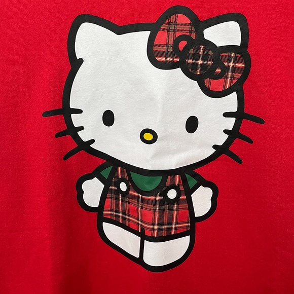 NWT Hello Kitty Holiday Christmas Sweatshirt Plaid Women's Large - Picture 3 of 9